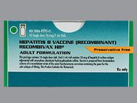 RECOMBIVAX PF 10 MCG/ML VL 1 ML (10/BX)