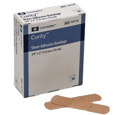 Adhesive Strip Curity™ .75 X 3 Inch Plastic Rectangle Sheer Sterile