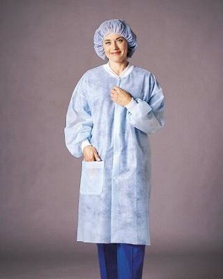 Lab Coat Blue Large to X-Large Long Sleeve Knee Length