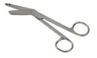 Precision™ Bandage Scissors Lister 5-1/2 Inch Stainless Steel Finger Ring Handle Angled Blunt/Blunt