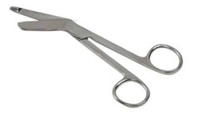 Precision™ Bandage Scissors Lister 5-1/2 Inch Stainless Steel Finger Ring Handle Angled Blunt/Blunt