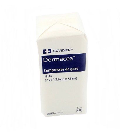 Gauze Sponge Dermacea™ Cotton Gauze 12-Ply 3 X 3 Inch Square NonSterile