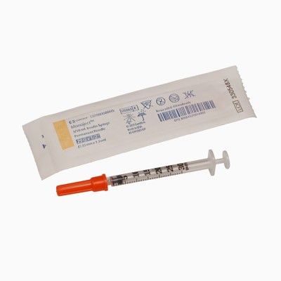Insulin Syringe with Needle Monoject™ SoftPack 1 mL 29 Gauge 1/2 Inch Attached Needle Without Safety