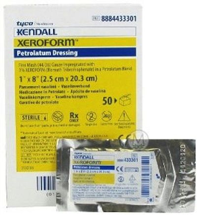 Petrolatum Impregnated Dressing Xeroform® 1 X 8 Inch Gauze Bismuth Tribromophenate / Petrolatum Sterile