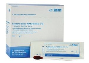 Impregnated Swabstick Select® 1 Pack Individual Packet 10% Povidone-Iodine