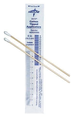 Swabstick Cotton Tip Wood Shaft 6 Inch Sterile 2 Pack